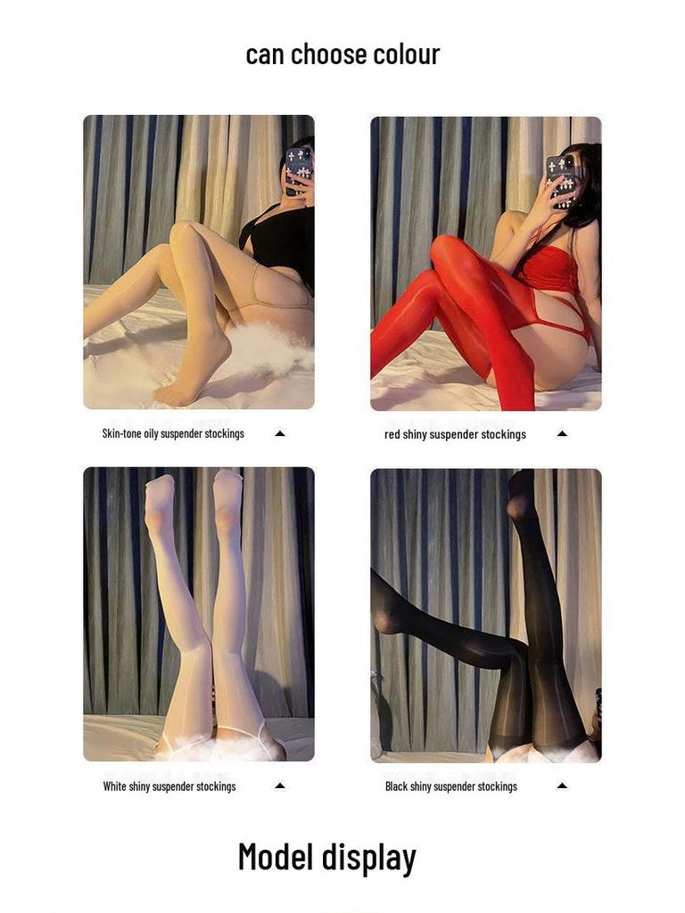 Чулочные подвязки Aurora Lace черные и маслянисто-серые - Женские сексуальные высокие носки