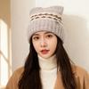 Fair Isle Style Jacquard Knitted Hat Printed Printing Knit Cap Sweet Cat Ears Beanies  Girls