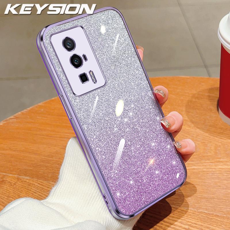 KEYSION Роскошный чехол-бампер с блестками для Xiaomi POCO F5, прозрачный, мягкий ТПУ, противоударная задняя крышка для POCO F5 Pro