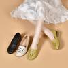 Лоферы женские весна-лето 2024 года, новые цветочные полые одинарные туфли с неглубоким горлом, одна педаль, низкий каблук, плоская женская обувь