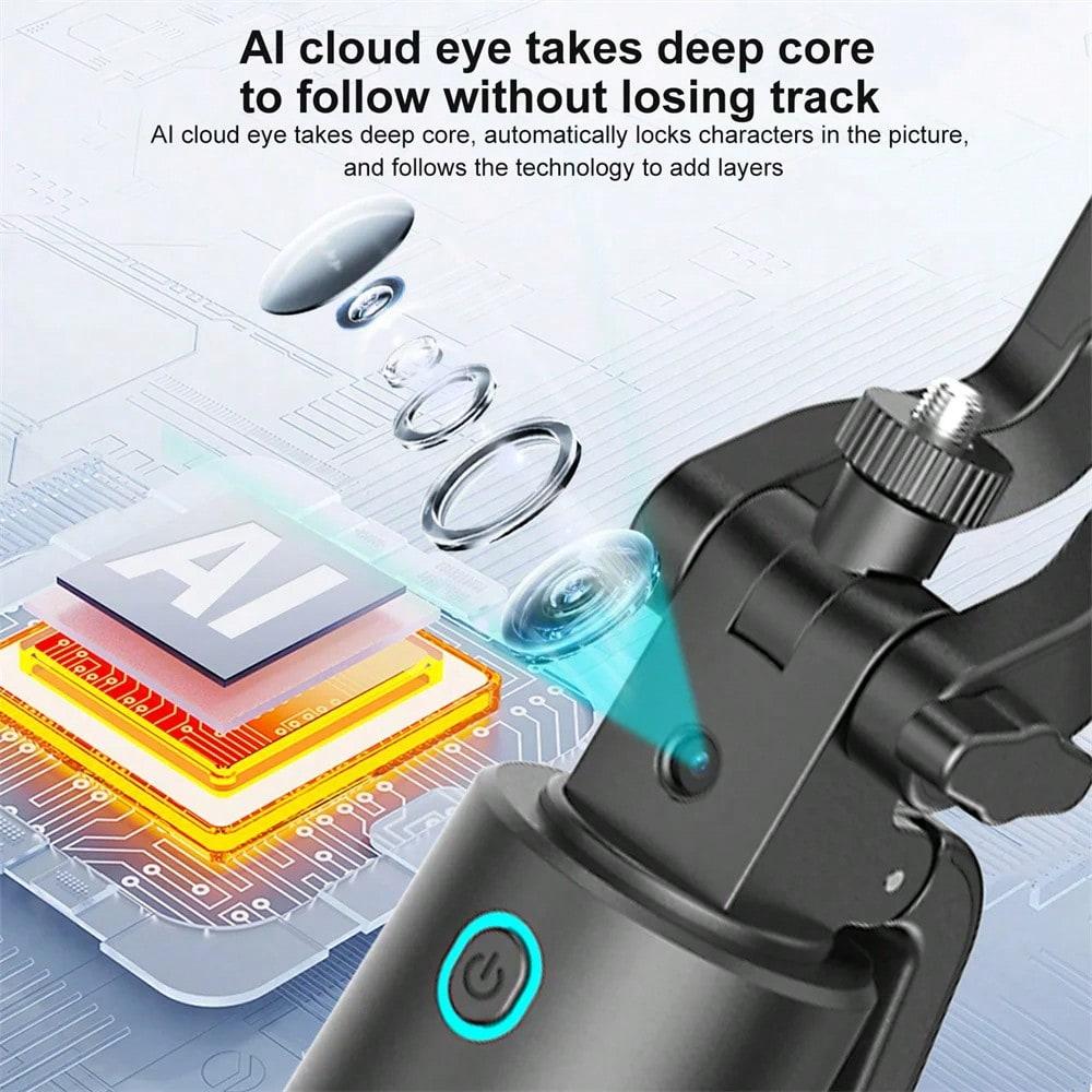 AI Face Tracking Selfie Stick Tripod, 1.8m Extendable 360° Rotation, Gesture Control Anti-Shake with Bluetooth Remote for Vlog Live Stream