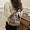 College Style Casual Woolen Plaid Backpack Bag Women's Autumn New College Style Shoulder Tote Bag