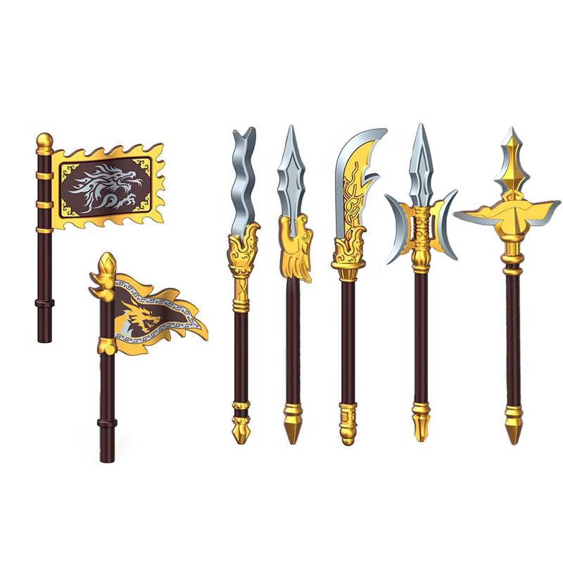 MOC Средневековые Строительные Блоки Персонаж Рыцарь Воин Набор Аксессуаров Шлем Наплечники Щит Лук Стрела Кирпич Подарок Игрушка X022