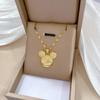 Cartoon Mickey Minnie Mouse Studded with Zircon Necklace for Women Girl Stainless Steel Chain Sweet Gift for Friends Fans KTJ