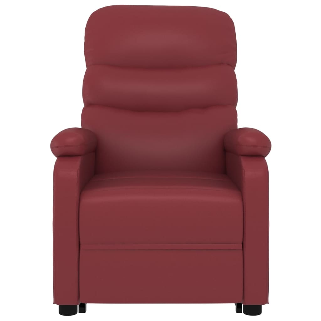 Recliner Chair in Burgundy Artificial Leather