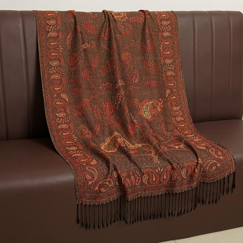 Зимний Теплый Толстый Этнический Стиль Жаккардовый Шарф Уличный Женский Хиджаб Дорожный Фуляр Кашемировая Кисточка Шаль Накидка Пашмина Мусульманский