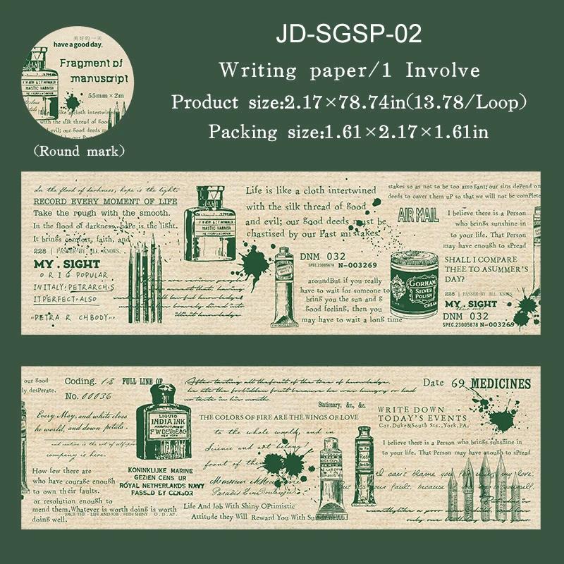 JIANWU Fragment of Manuscriptseries Vintage English Text Landscape Material Collage Scrapbook Tape Creative Journal Stationery