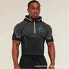 Mens Hooded Half-Zip Performance Basketball Training Top Quick-Dry Stretch Fit Athletic Shirt
