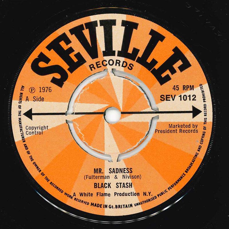 7-дюймовая пластинка BLACK STASH - Mr. Sadness SEV1012 Seville Records 1976 Великобритания Соул/Фанк Б/у