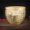 Brass Rice Jar: Home Decoration Treasure Basin with Hundred Blessings Couplet