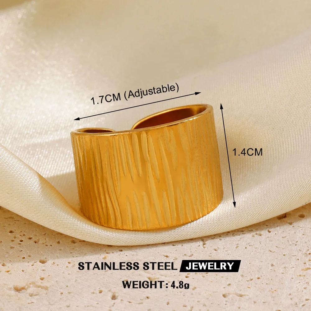 1Pc Stainless Steel Gold Color Rings For Women Waterproof Geometric Open Finger Ring Girls Fashion Daily Jewelry Accessories