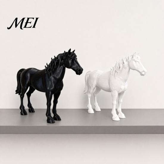 Soft Decoration Horse Figure Figurine, 3D Printed Realistic Statue, Collectable Animal Simple Color Matching Figurine Sculpture, Feng Shui Ornaments