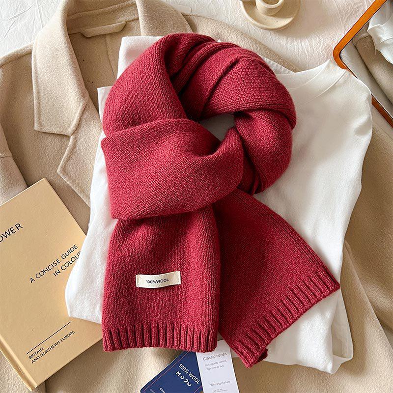 Australian Pure Wool Cashmere Scarf - Unisex Winter Warm Knitted Solid Color
