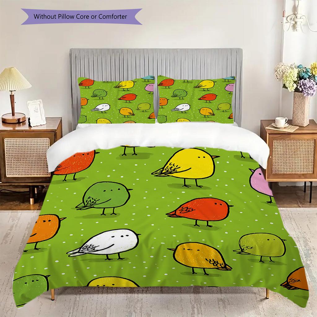 Bird Pattern Bedding Quilt Set Quilt Cover Pillowcase Home Decoration Birthday Gift (1 * duvet cover + 2 * pillowcase, without core)
