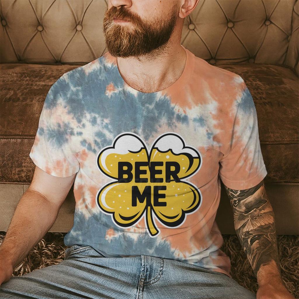 St. Paddy's Beer Me Clover Tee Festive St. Patrick's Day Drinking T-shirts for Men Irish Shirt Lucky Clover Men's Clothing