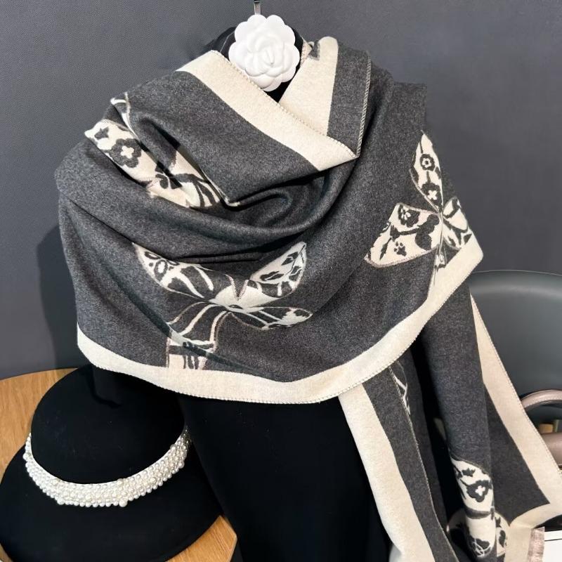2024 Новый винтажный двухсторонний принтованный шарф из искусственного кашемира, утолщенный и теплый, высококачественный офисный платок