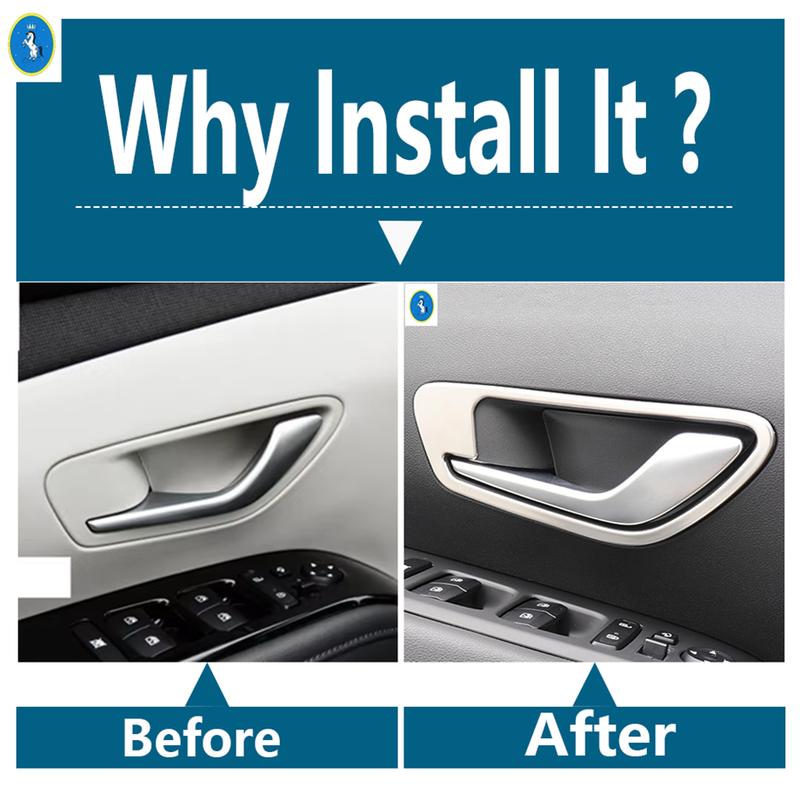 Silver Glove Box Sequin / Headlight Switch / Inner door bowl Accessories Cover Trim For Hyundai Tucson NX4 -