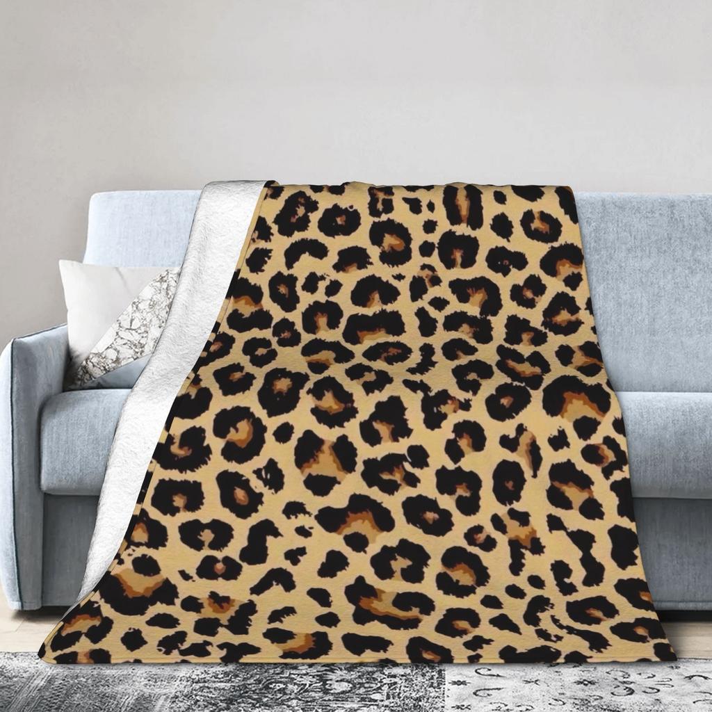 Leopard Texture Flannel Blanket Spring Warm Soft Throw Blanket for Children Couch Chair Aesthetic Bedspread Sofa Bed Cover