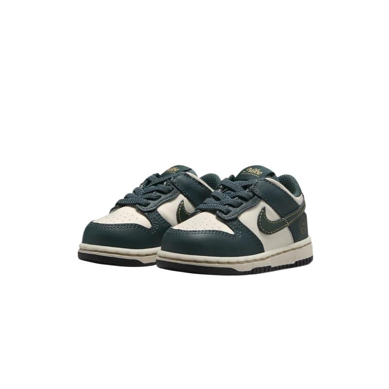 Nike Dunk Low top Toddler Shoes Dark Jungle Green, Ivory White, Vintage Green Infant And Toddler FB9107-301