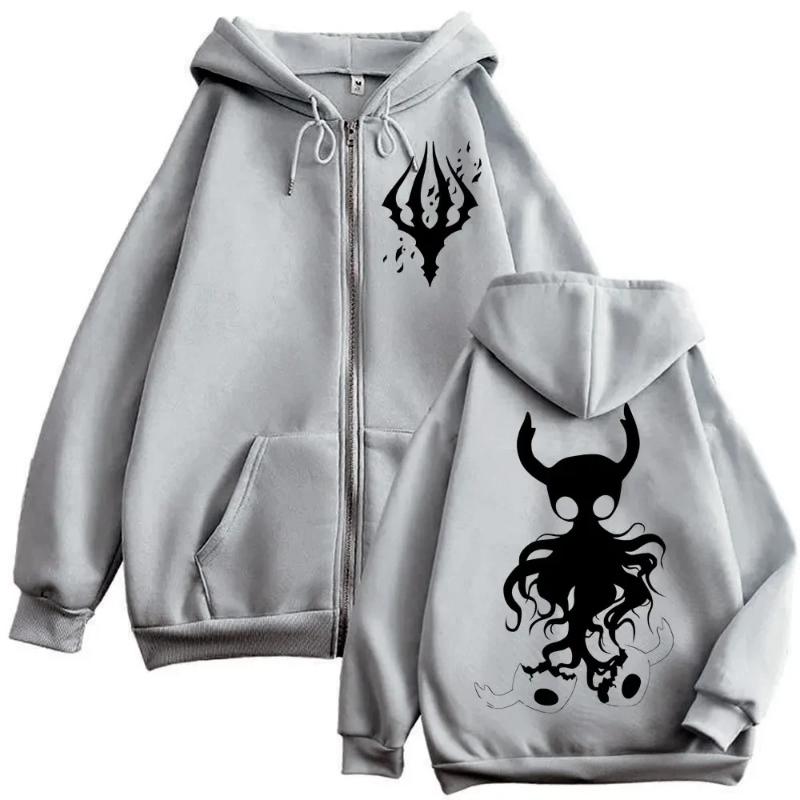 Лимитированные худи на молнии с графикой игры Hollow Knight, готические винтажные толстовки с капюшоном на молнии, мужские женские модные повседневные пуловеры