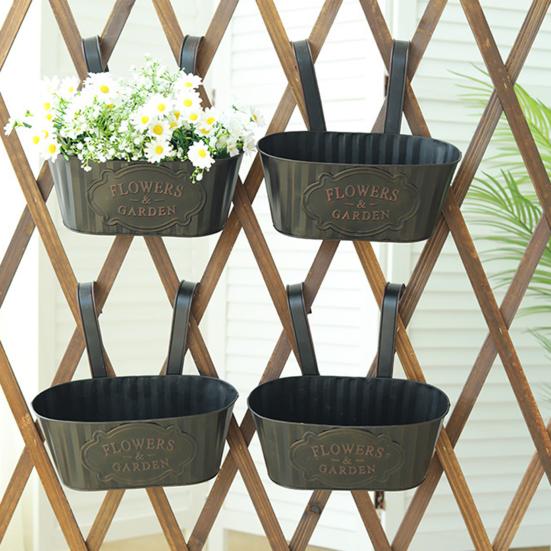 Кашпо для растений на заборе, металлические подвесные цветочные горшки, кашпо для перил, со съемными крючками для сада, забора, дома, балкона, террасы
