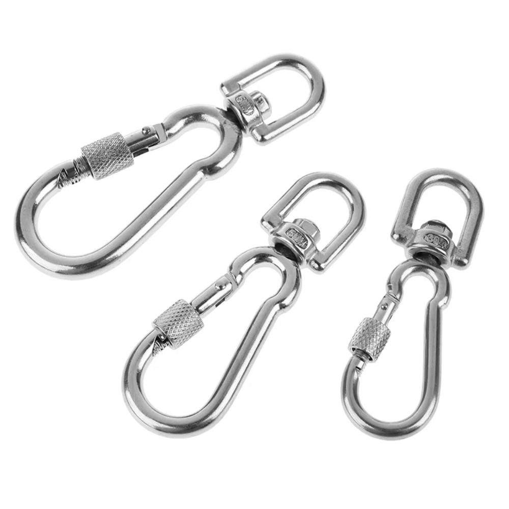 Portable Stainless Steel Snap Hooks Locking Quick Release Dog Leash Buckle Dog Leading Carabiner Clip For Dog Walking Camping
