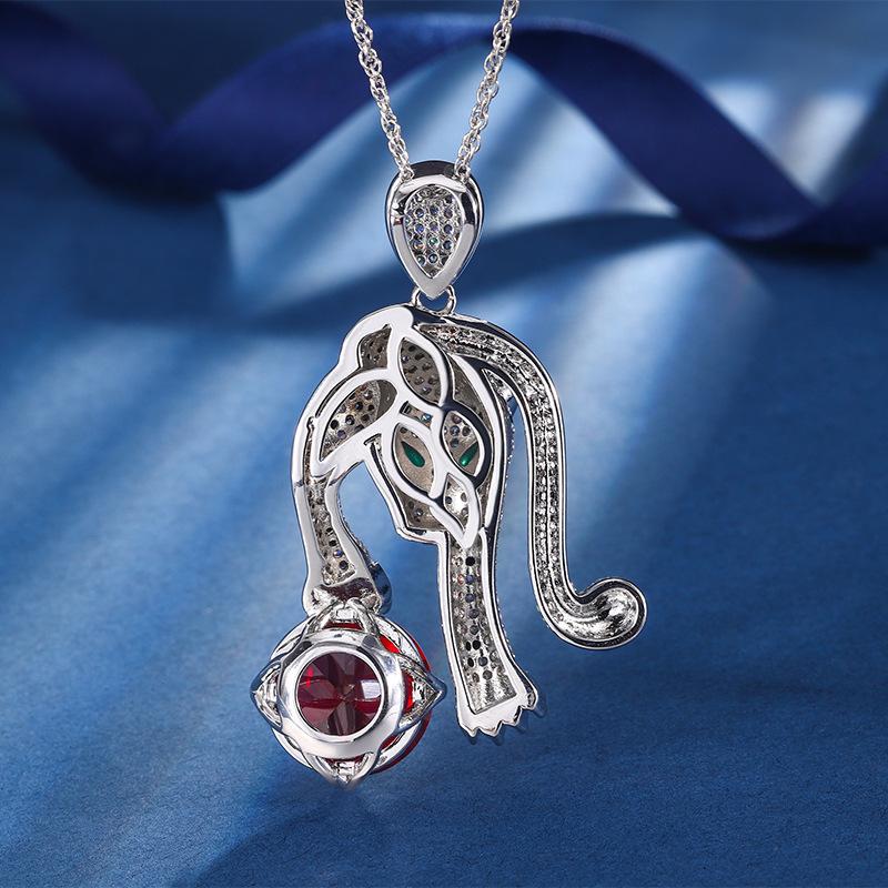 Осенне-зимние украшения Ретро Имитация Красного Корунда Леопард Роскошная Инкрустация Главный Камень 16 мм