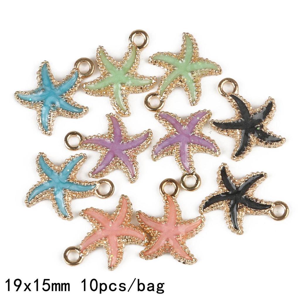 9-12Pcs Multi-Styles Starfish Shell Conch Crown Enamel Charms Pendant For Jewelry Making DIY Bracelet Necklace
