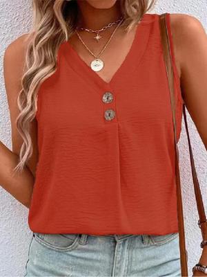 Женский повседневный модный жилет без рукавов на пуговицах с V-образным вырезом