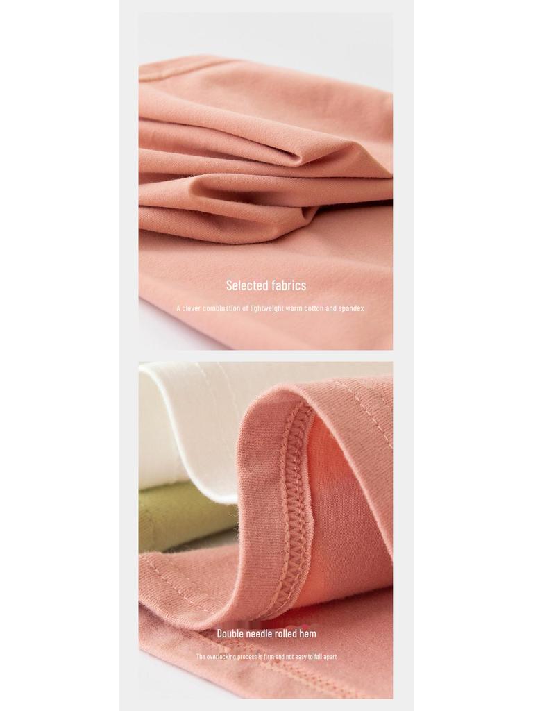 Женский однотонный топ из чистого хлопка с длинными рукавами