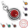 925 Sterling Silver Pendant Women Handmade Jewelry Valentine's Day Gift Amber Amethyst Black Onyx Carnelian Garnet Quartz Green Onyx Gold Stone