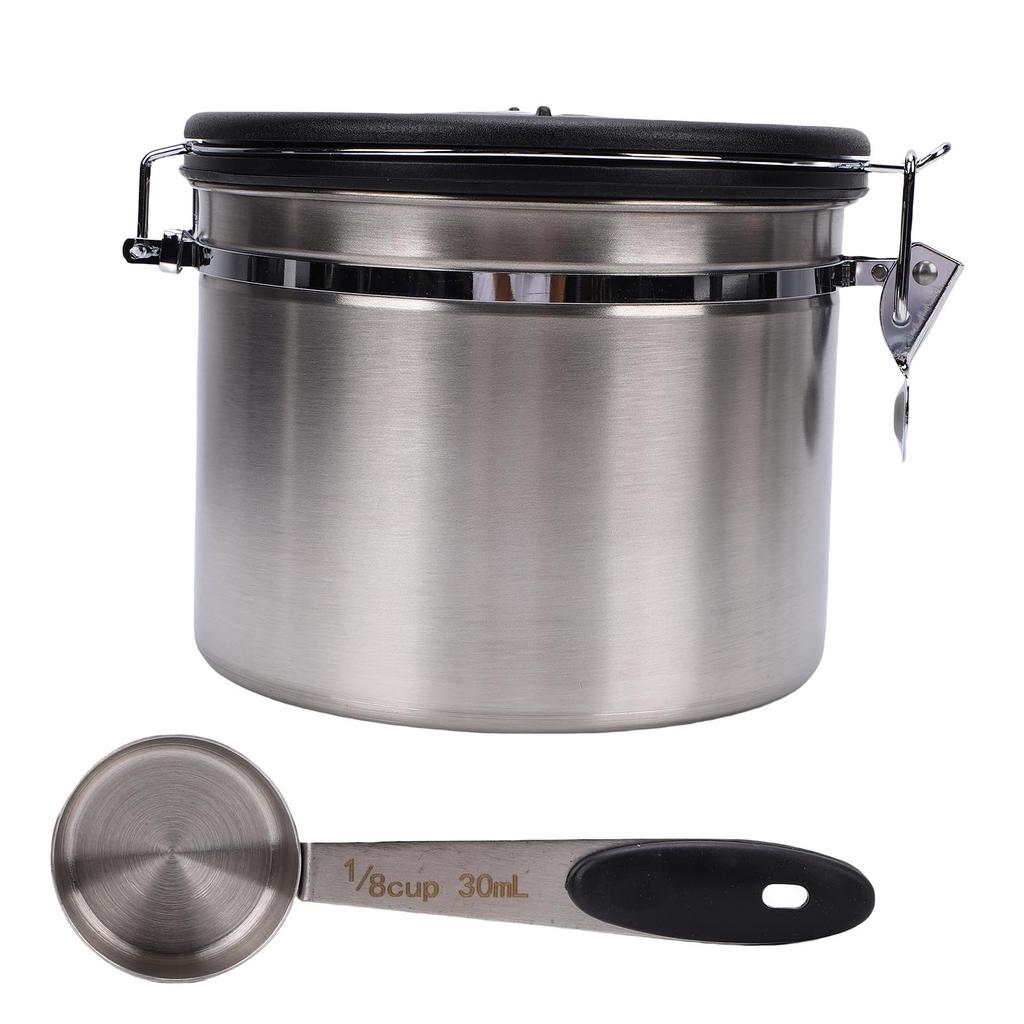 Coffee Canister 2.5L Airtight Stainless Steel Kitchen Food Storage Container with Lid Date Tracker Scoop for Grounds