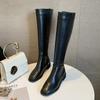 2025 Зимние Хлопковые Женские Сапоги до Колена Модные Молнии Женские Элегантные На Низком Каблуке Длинные Ботильоны Мягкая Кожа Женская Обувь
