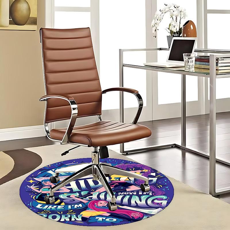 1pc Anime Cartoon Design Round Carpet  Office Chair Mat, NonSlip Rug for Home Decor