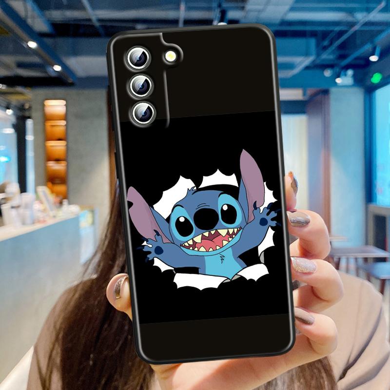 Чехол для телефона Stitch Cartoon Cute для Samsung Galaxy S24 S23 S22 S21 S20 FE S10 S10E Plus Ultra Pro Lite 5G Black TPU