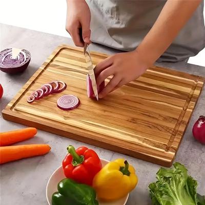 Деревянная разделочная доска для кухни Толстая деревянная сервировочная доска с глубокой канавкой для сока Шаркютери Разделочная Мясной блок для мяса овощей фруктов