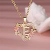 Trendy Love Heart Flower 26 Letters A-Z Pendant Necklace Vintage Gold Color Chains Necklaces For Women Wedding Jewelry Girl Gift