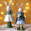 Cute Rabbit Statue Animal Sculpture Easter Party Supplies Figurines Craft Living Room Desktop Ornament Easter Rabbit Decoration