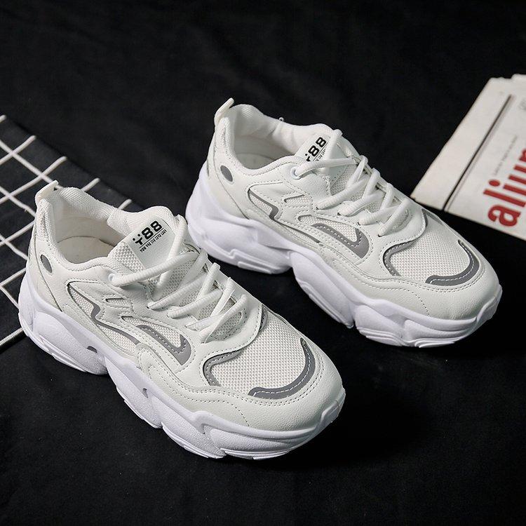 Daddy Women's Shoes Trend Winter 2024 New Retro Casual Little White Shoes Mesh Breathable Thick Sole Heightening Sneakers