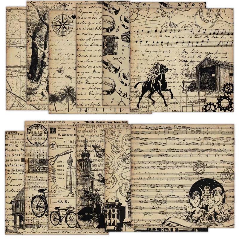 Бумажный блокнот для скрапбукинга 6x6, односторонний винтажный скрапбукинг «сделай сам», декоративные принадлежности для изготовления карт, 12 шт. нежелательная бумага для ведения журнала