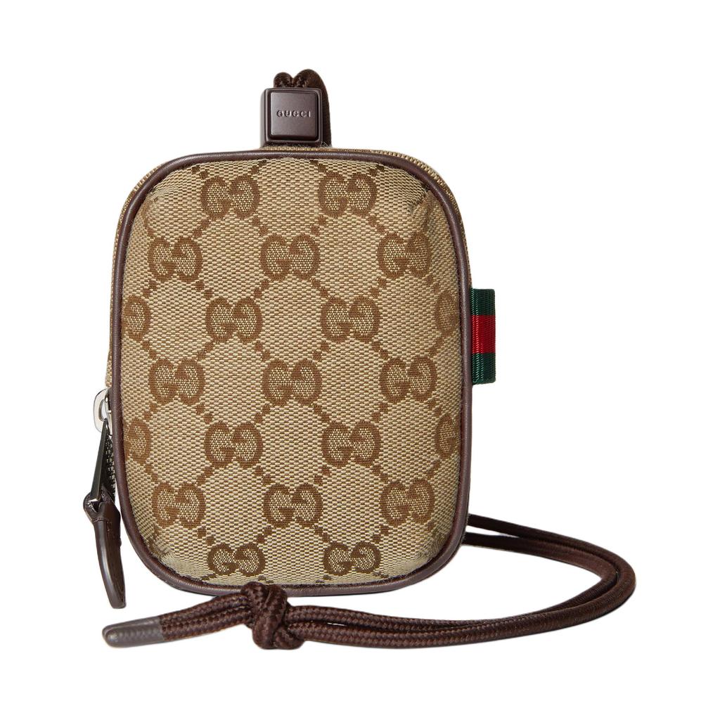 Gucci Логотип Принт Дизайн с цветовыми блоками Холст GG Мини-кошелек Мужской кошелек Коричневый 834270-FAEOO-9843
