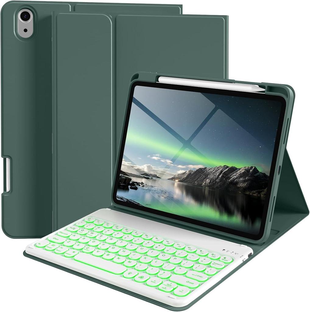 Защитный чехол для iPad 10.2" A16 с Bluetooth-клавиатурой и слотом для магнитного стилуса, с подсветкой для Pro 11, 10-го поколения.