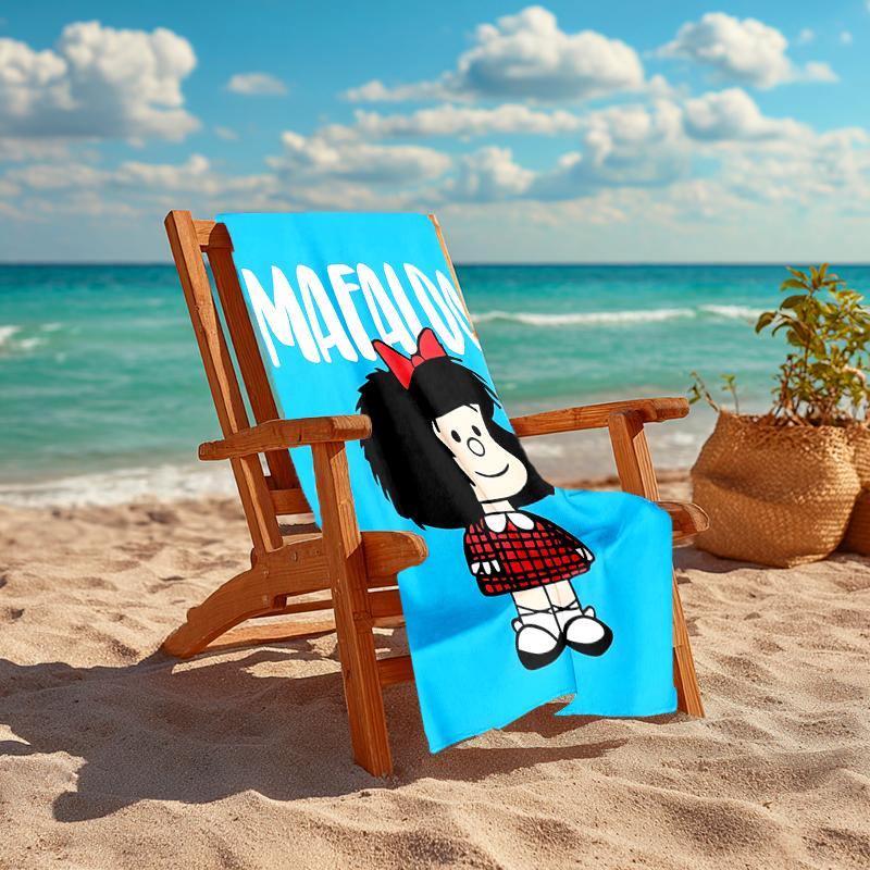 1pc Mafalda1 Beach Towel, Comfortable and Thick, and Swimming/Bath/Picnic/Camping Towel, Suitable for Seaside Beaches