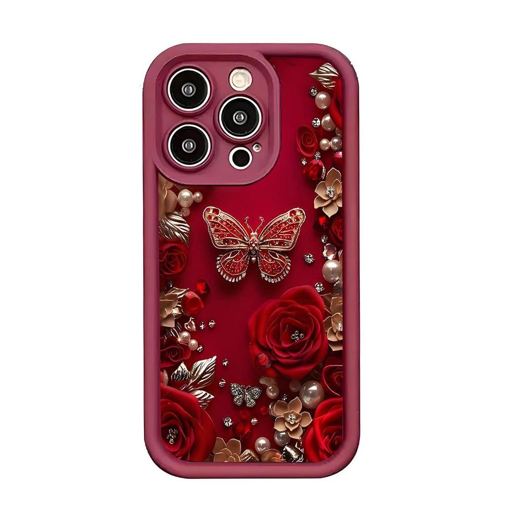 Черный кейс из песчаника с желобками в виде бабочек для iPhone 15/16/17