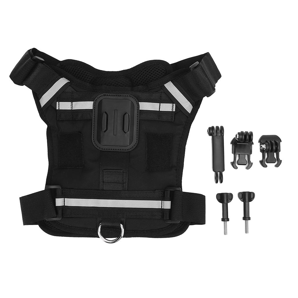 Dog Harness Mount for Action Camera Nylon Chest and Back Fixation Pet Harness Camera Mount Vest for Large Medium and
