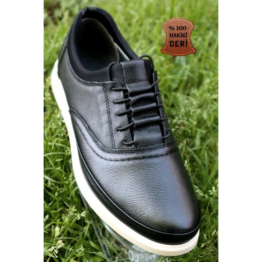 Мужская ультра удобная легкая сезонная черная повседневная обувь из натуральной кожи с внутренней и наружной отделкой