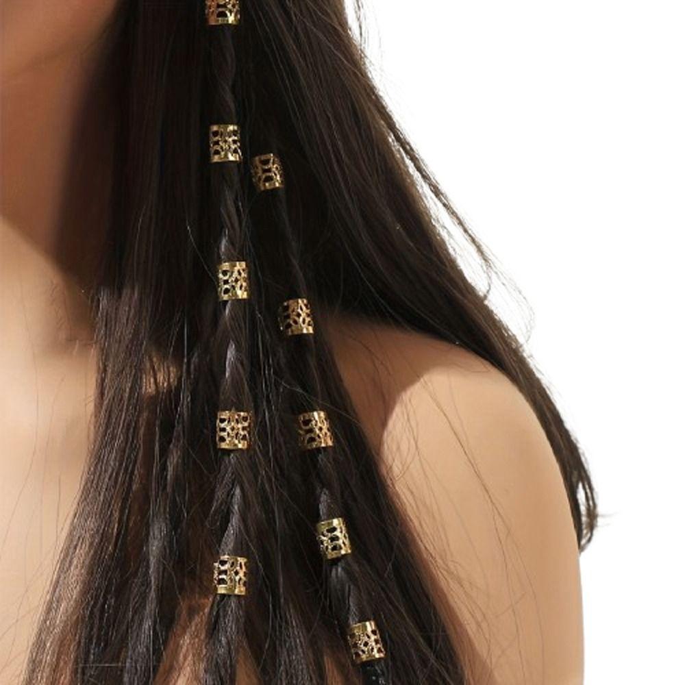 60pcs Dread Locks Hollow Out Hair Ring Metal Cuff Clips Hair Braid Tubes Dreadlocks Beads Men