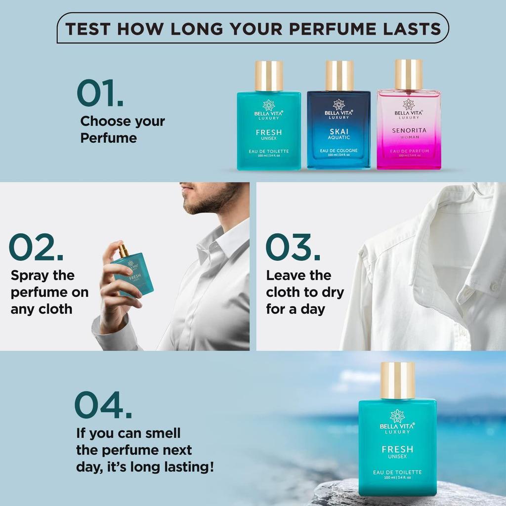 Bella Vita Luxury FRESH Eau De Toilette Духи унисекс для мужчин и женщин с бергамотом, иланг-илангом | Освежающий аромат EDT Long Lasting Fragrance Scent, 100 мл