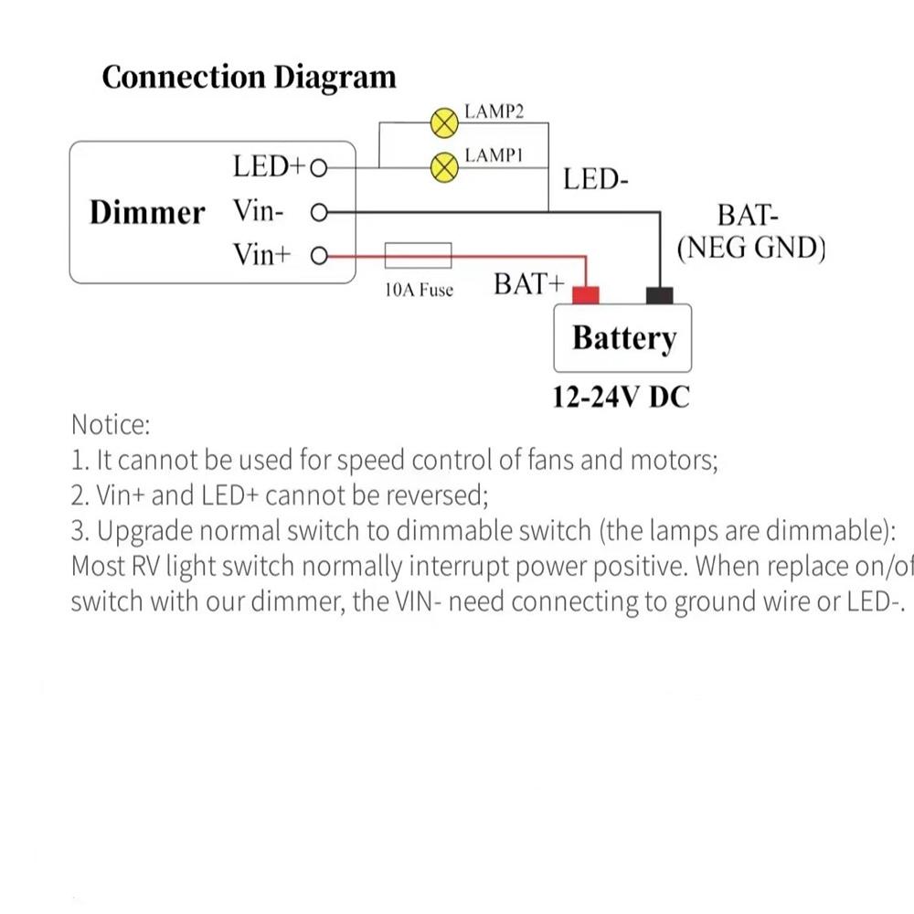Диммер ШИМ 12-24 В постоянного тока для дома на колесах, лодки, грузовика, кемпера, диммируемый светодиодный свет для салона