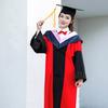 2 шт./компл. Мантия бакалавра со шляпой, V-образный вырез, длина до колена, длинный рукав, скрытая застежка, мантия для выпускника гуманитарного факультета